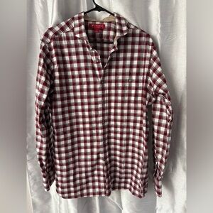 Daniel Cremieux Burgundy and White Plaid Shirt